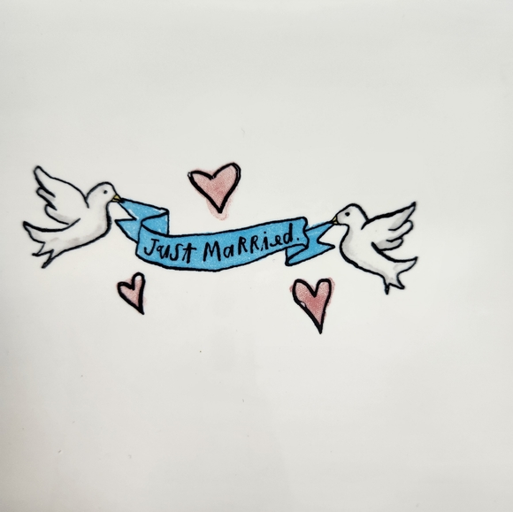 Rae Dunn JUST MARRIED Serving Tray Platter - Picture 2 of 4